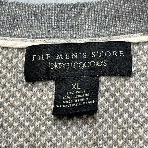 The Mens Store Bloomingdales XL Crew Sweater90%Wool 10%Cashmere Textured‎ Knit
